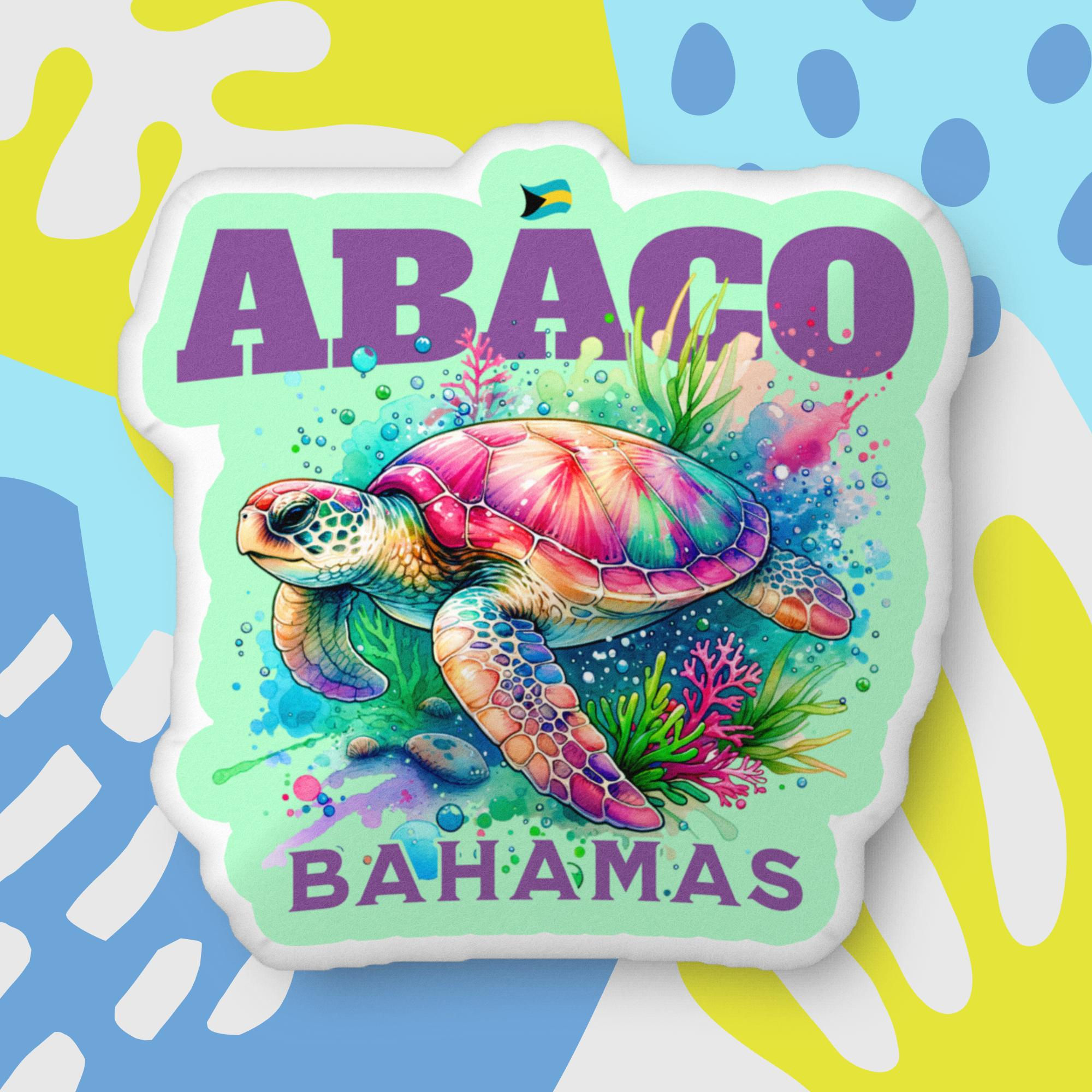 Bahamas Souvenir Gift : Abaco Bahamas Sea Turtle Bahamas Pillow