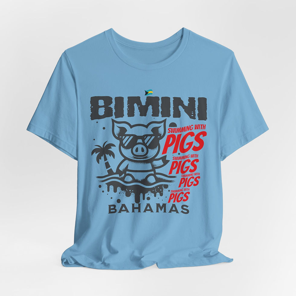 Thumbnail: Bahamas Souvenir Gift : Bimini Bahamas Swimming Pigs Unisex Bahamas Shirt