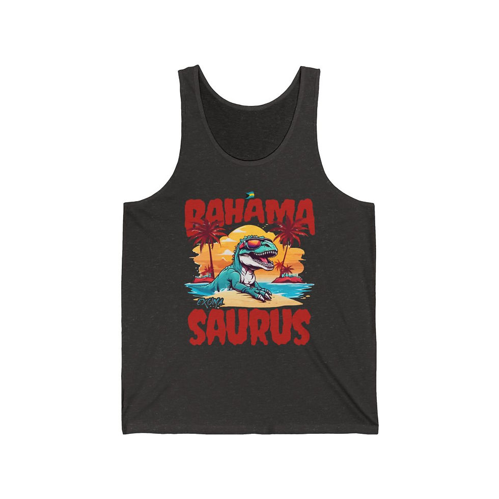 Thumbnail: Bahamas Souvenir Gift : Exuma Bahamas Bahamasaurus T-Rex Unisex Bahamas Tank Top