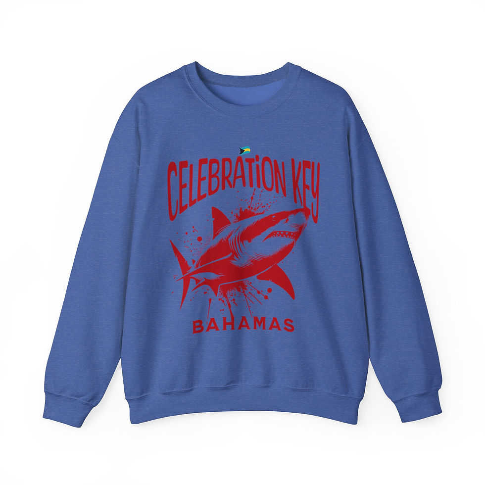 Thumbnail: Bahamas Souvenir Gift : Celebration Key Bahamas Shark Unisex Bahamas Sweatshirt