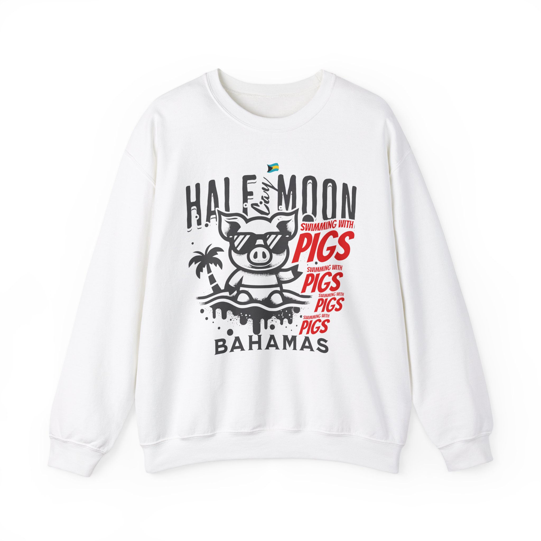 Bahamas Souvenir Gift : Half Moon Cay Swimming Pigs Unisex Bahamas Sweatshirt