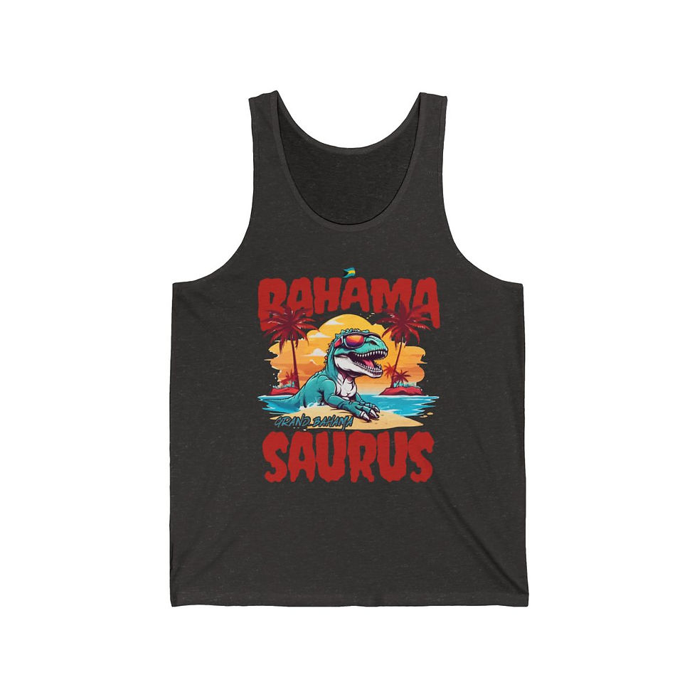 Thumbnail: Bahamas Souvenir Gift : Grand Bahama Bahamasaurus T-Rex Unisex Bahamas Tank Top