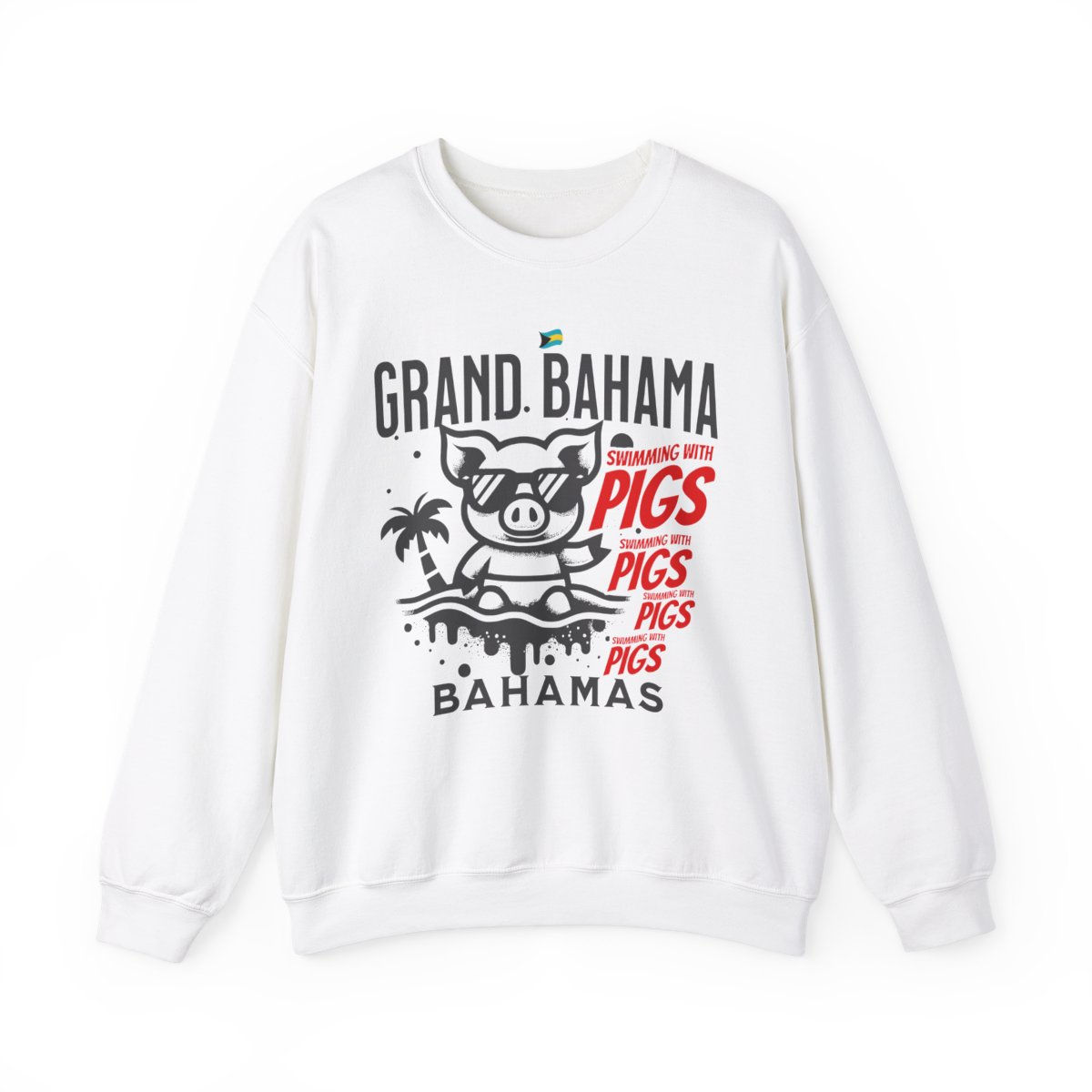 Bahamas Souvenir Gift : Grand Bahama Swimming Pigs Unisex Bahamas Sweatshirt