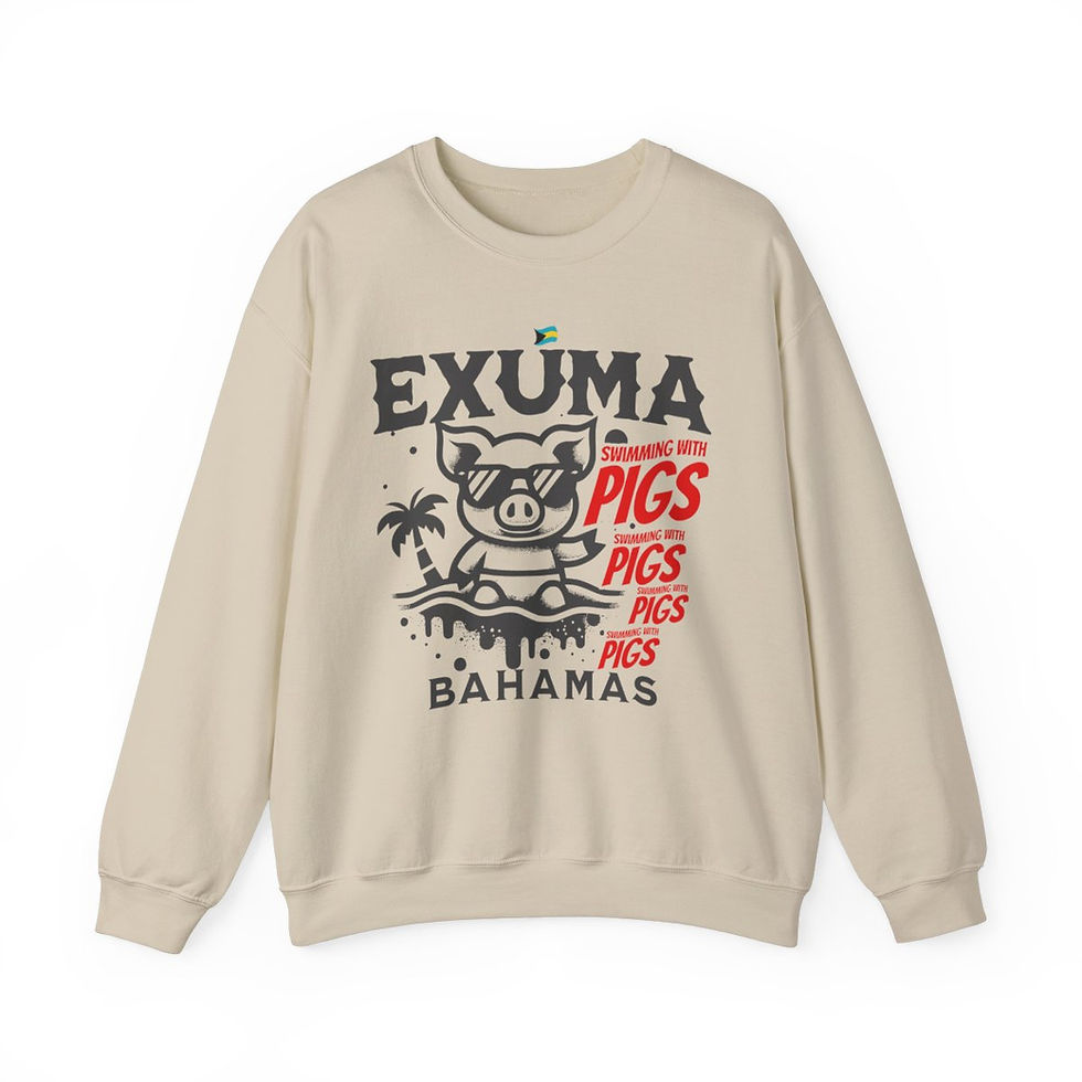 Thumbnail: Bahamas Souvenir Gift : Exuma Bahamas Swimming Pigs Unisex Bahamas Sweatshirt