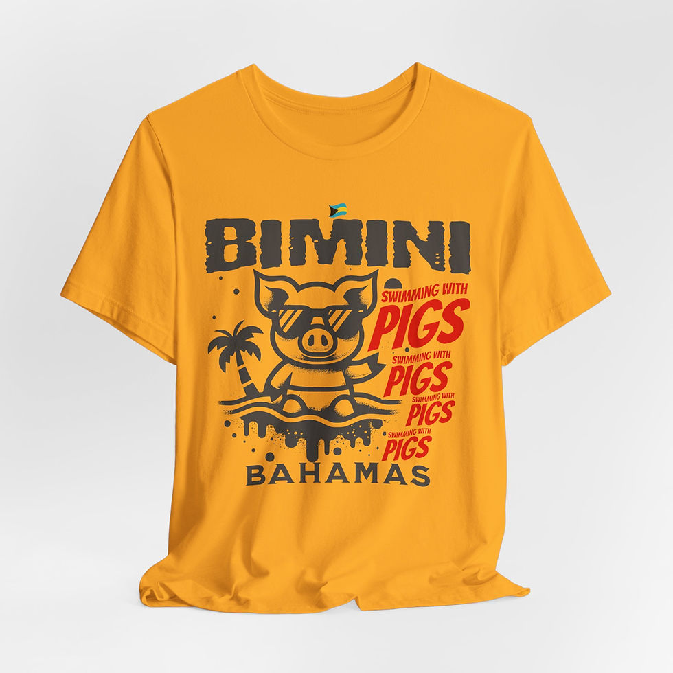 Thumbnail: Bahamas Souvenir Gift : Bimini Bahamas Swimming Pigs Unisex Bahamas Shirt