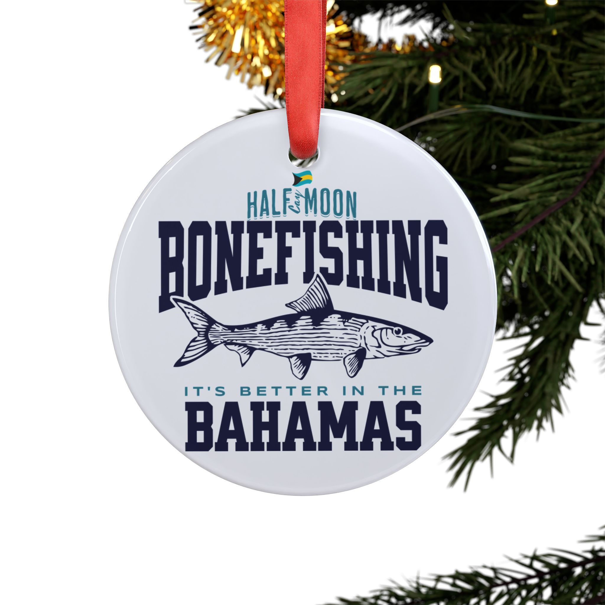 Bahamas Souvenir Gift : Half Moon Cay Bonefishing Bonefish Bahamas Ornament