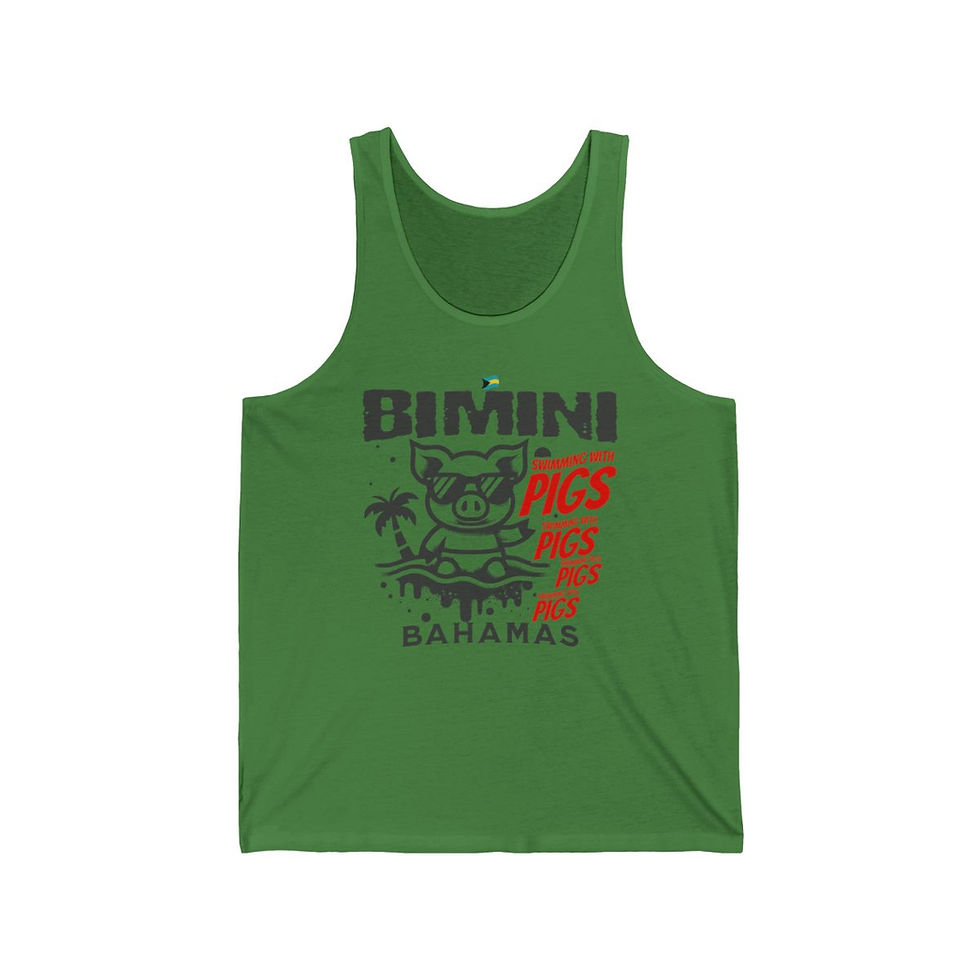 Thumbnail: Bahamas Souvenir Gift : Bimini Bahamas Swimming Pigs Unisex Bahamas Tank Top