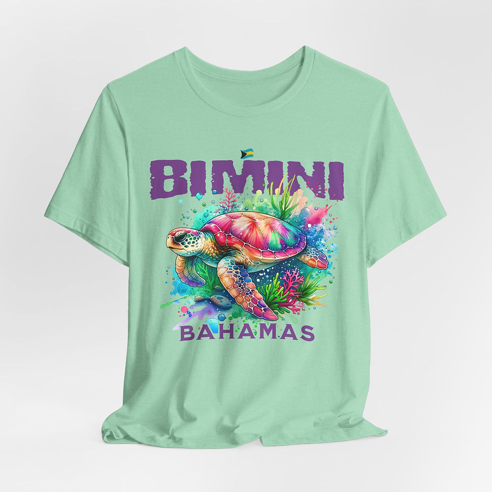 Thumbnail: Bahamas Souvenir Gift : Bimini Bahamas Sea Turtle Unisex Bahamas Shirt