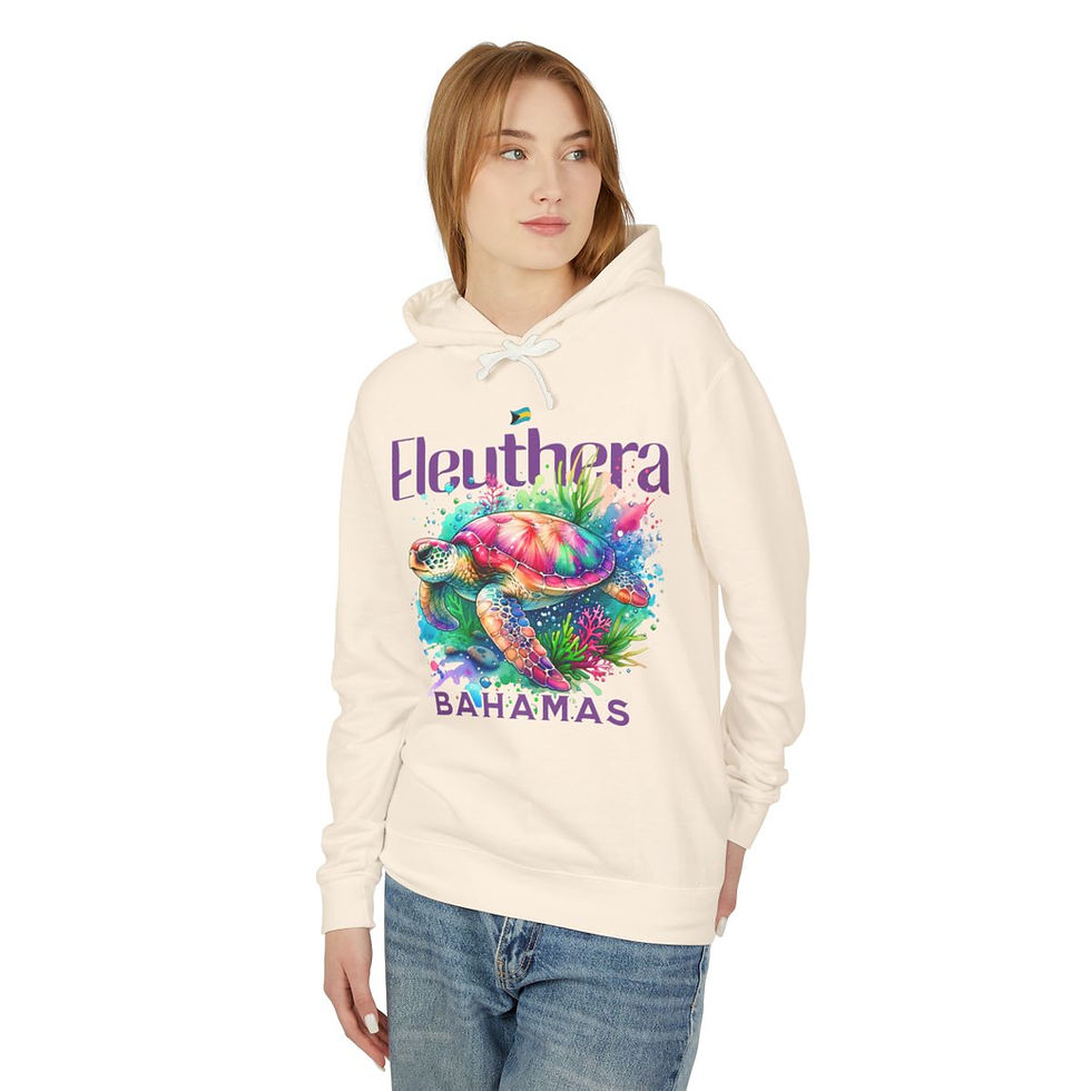 Thumbnail: Bahamas Souvenir Gift : Eleuthera Bahamas Sea Turtle Unisex Bahamas Hoodie