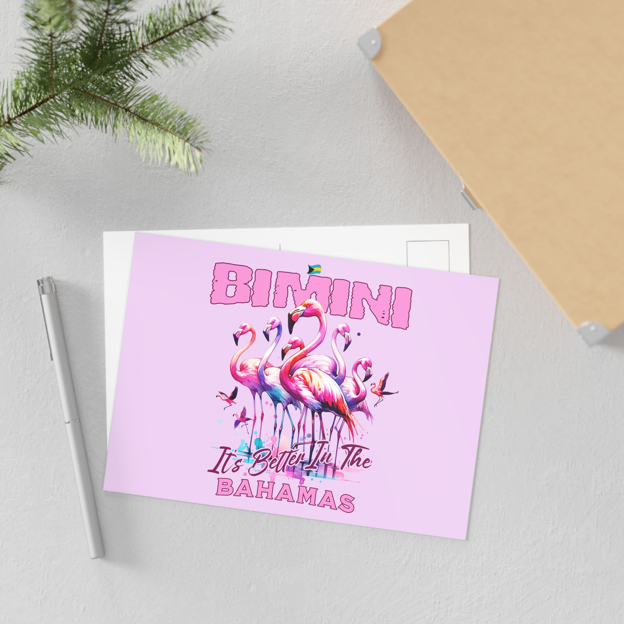 Bahamas Postcard : Bimini Bahamas Flamingo : Bahamas Souvenir Gift