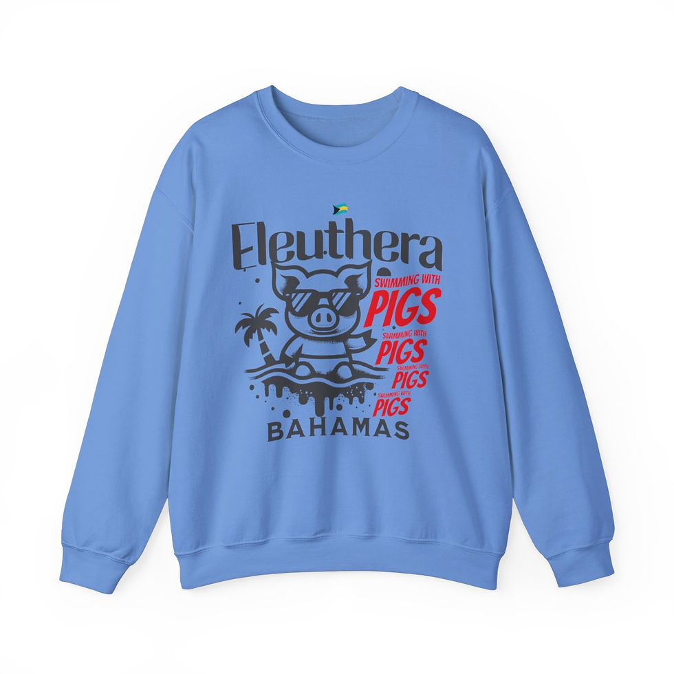 Thumbnail: Bahamas Souvenir Gift: Eleuthera Bahamas Swimming Pigs Unisex Bahamas Sweatshirt