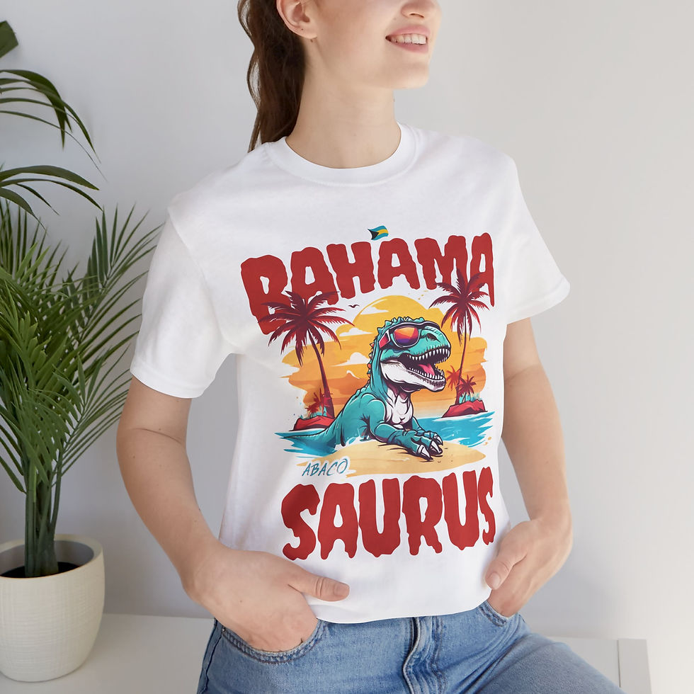 Thumbnail: Bahamas Souvenir Gift : Abaco Bahamas Bahamasaurus T-Rex Unisex Bahamas Shirt