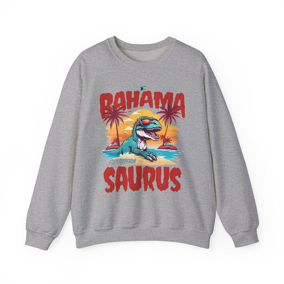 Thumbnail: Bahamas Souvenir Gift : Eleuthera Bahamasaurus T-Rex Unisex Bahamas Sweatshirt