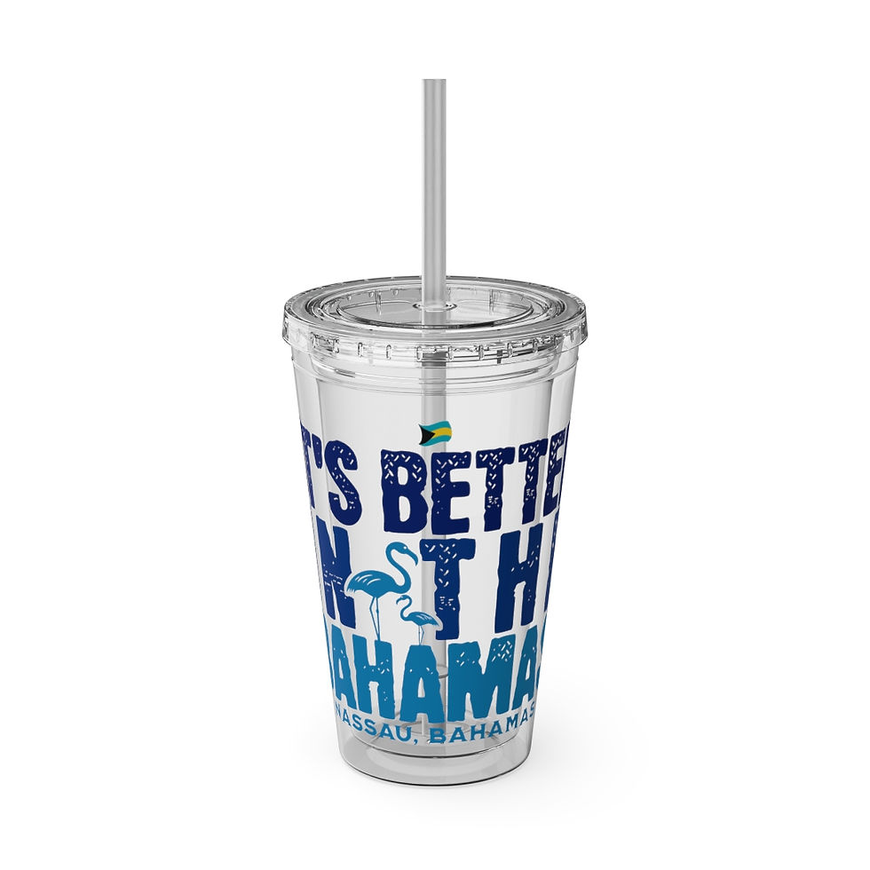 Thumbnail: Bahamas Souvenir Gift : Nassau It's Better In The Bahamas Tumbler With Straw