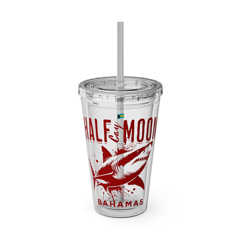 Thumbnail: Bahamas Souvenir Gift : Half Moon Cay Bahamas Shark Bahamas Tumbler With Straw