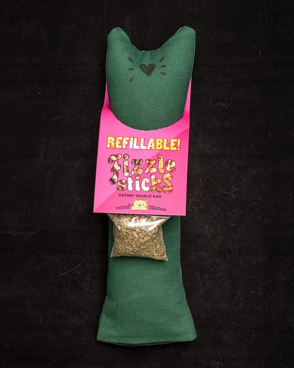 Thumbnail: RUFF Fizzle Sticks GREEN Refillable Catnip Kicker Toy