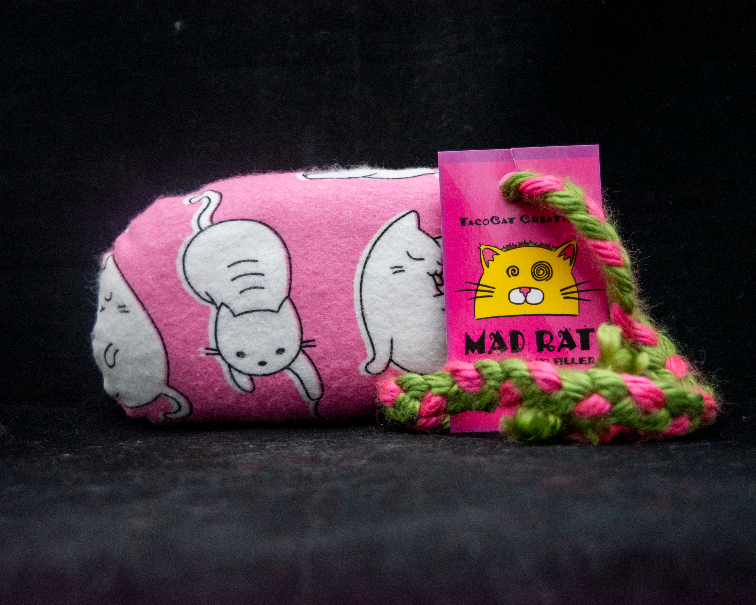 Cute Cartoon Cats on Pink Pattern MadRat Stuffed Catnip Toy