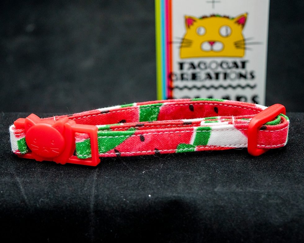 Thumbnail: Big Watermelon Pattern on Red Cat Collar - 3/8" Safety Collar