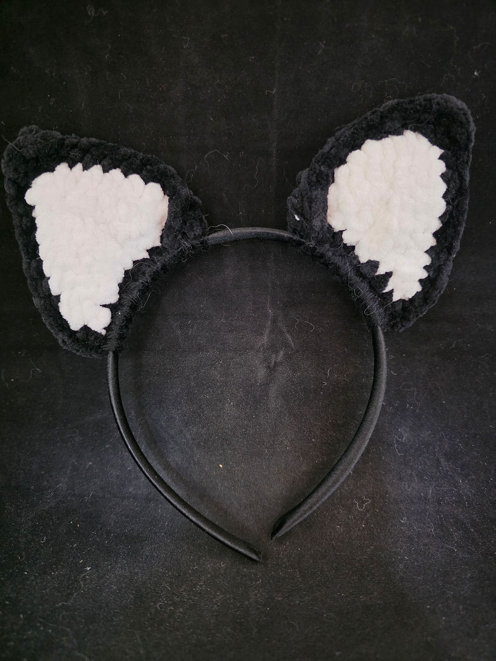 Thumbnail: Black/White Hand Crocheted Kitty Ears!