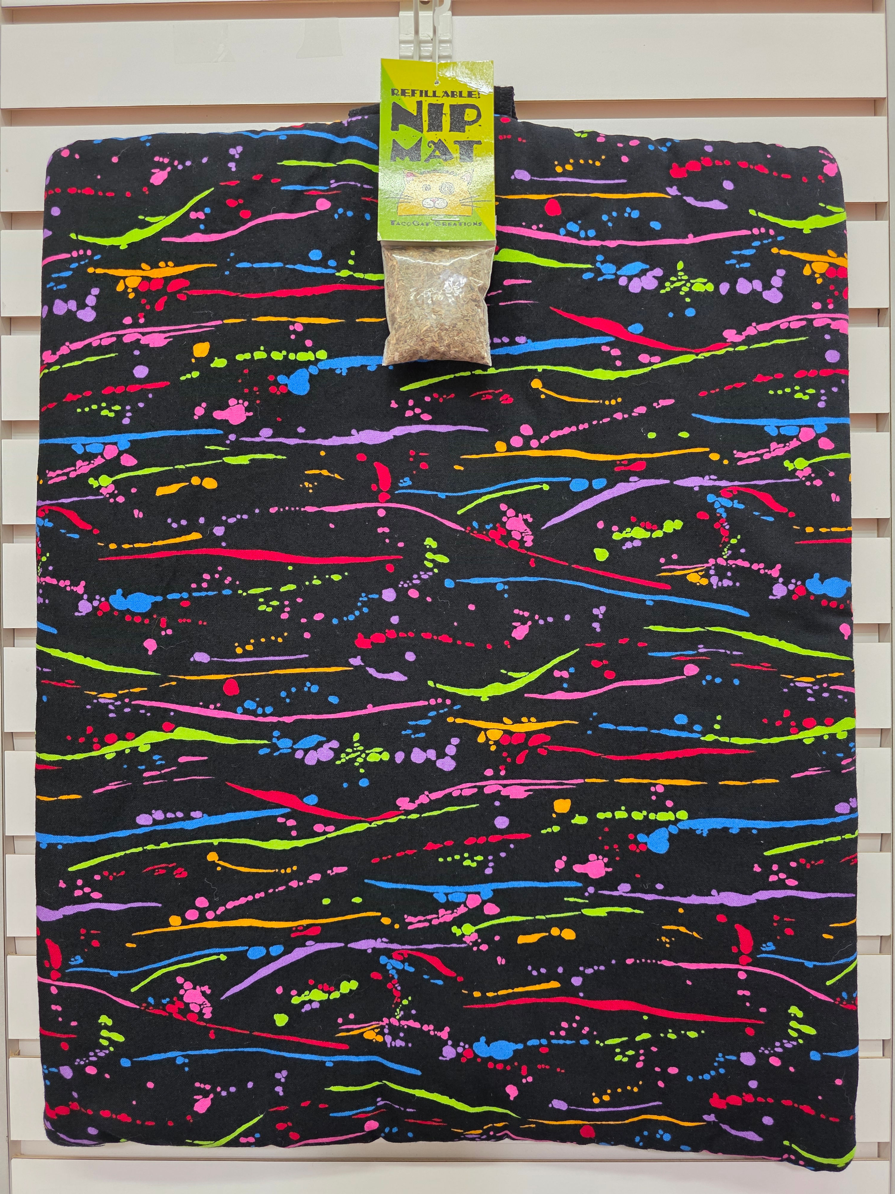 Neon Paint Splatter Pattern XL Mats Refillable Cat Bed