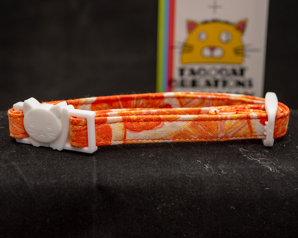 Thumbnail: Orange Pattern on White Cat Collar - 3/8" Safety Collar