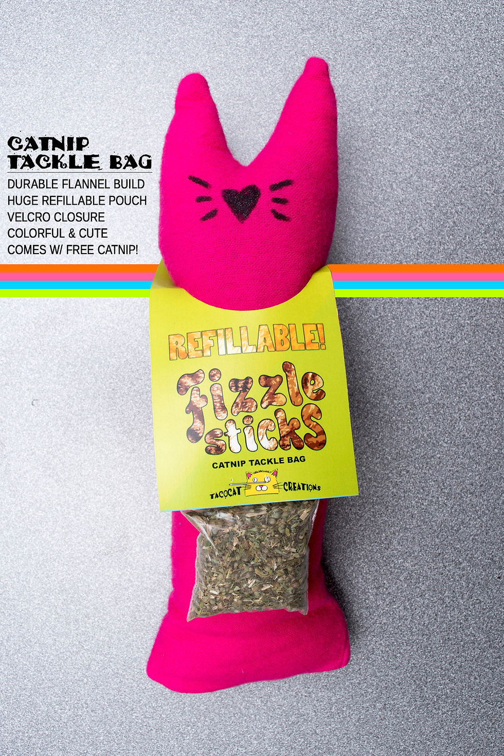 Thumbnail: Fizzle Sticks PINK Refillable Catnip Kicker Toy