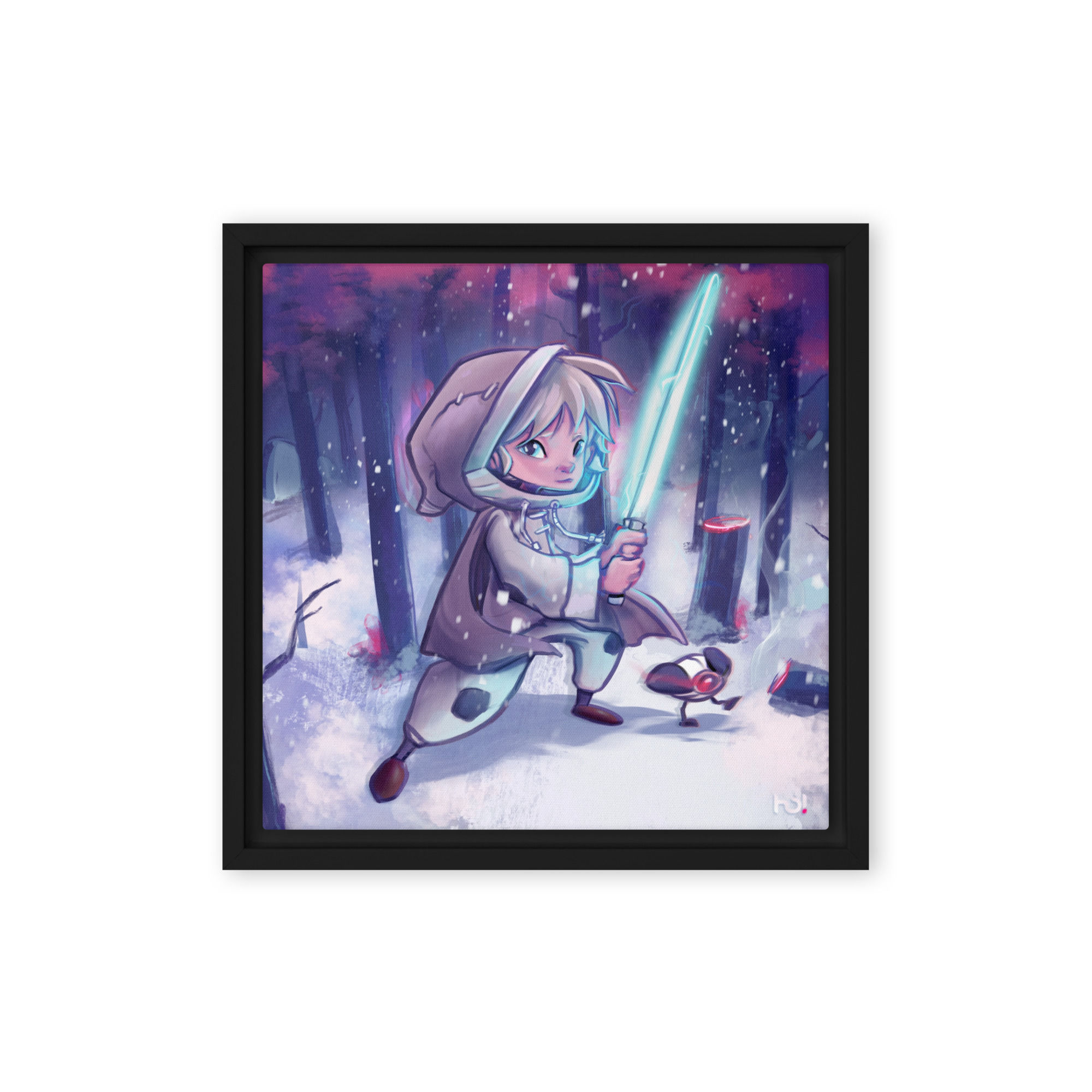 Jedi child & droid - toile & cadre
