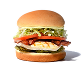 grilled chicken breast club burger, maple smoked bacon at slim's quality burger