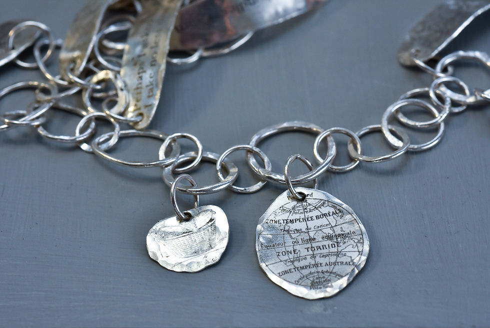 Thumbnail:  Silver long lettered poem necklace 