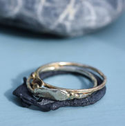 Silver, gold and blackened silver ringset