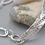 Thumbnail: Textured silver long bar bracelet 