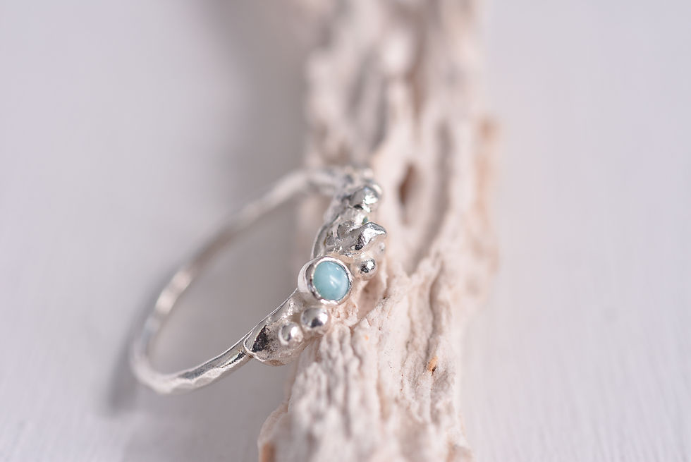 Thumbnail: Silver seabed ring with Larimar- L 1/2