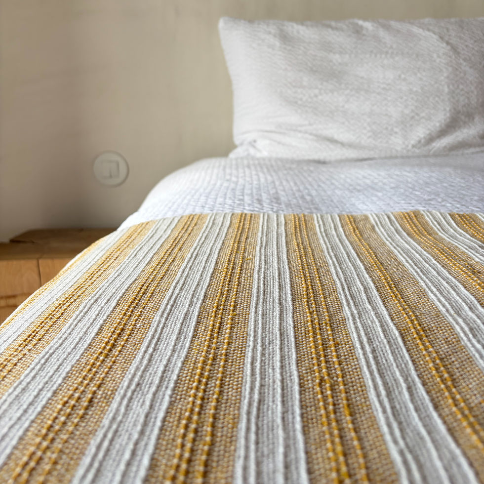 Miniature : Couverture rayée Granja, Jaune/Beige