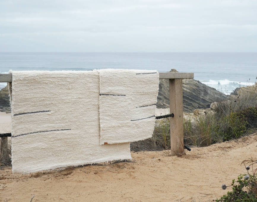 White handmade rugs in recycled cotton