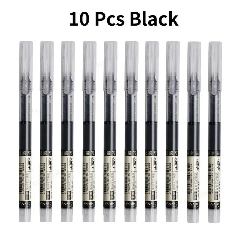 Thumbnail: 10Pcs/set High Quality Needle Type Gel Pens Straight Liquid Ballpoint Pen Kawaii
