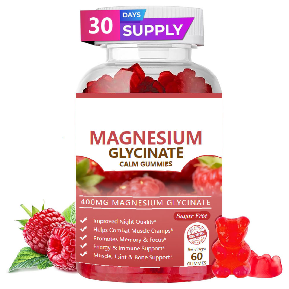 Magnesium Glycinate Gummies 400mg, High Absorption Magnesium Gummies for Adults 