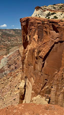 Cassidy Arch trail cliffside view above Grand Wash Capitol Reef National Park Utah