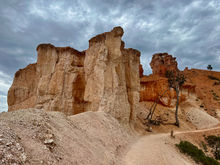 Tall hoodoo formations rising along the Fairyland Loop trail