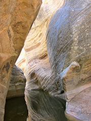 swirling narrows with a deep pool in clear creek, zion