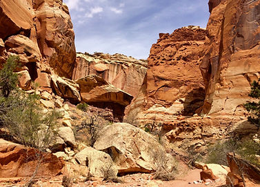 red rock cliffs and desert canyons in Capitol Reef National Park Utah