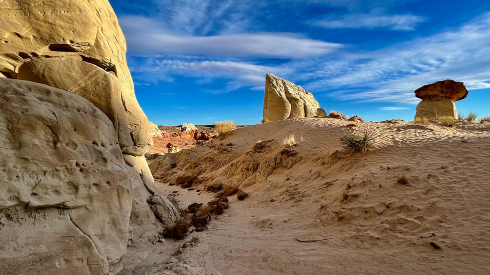 mushroom shaped rock formations in Utah desert