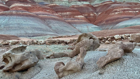 unique badlands formations in Bentonite Hills near Hanksville