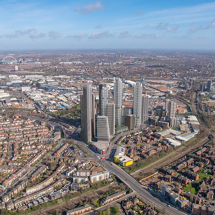 Aeiral View of One Portal Way, North Acton © Pilbrow & Partners