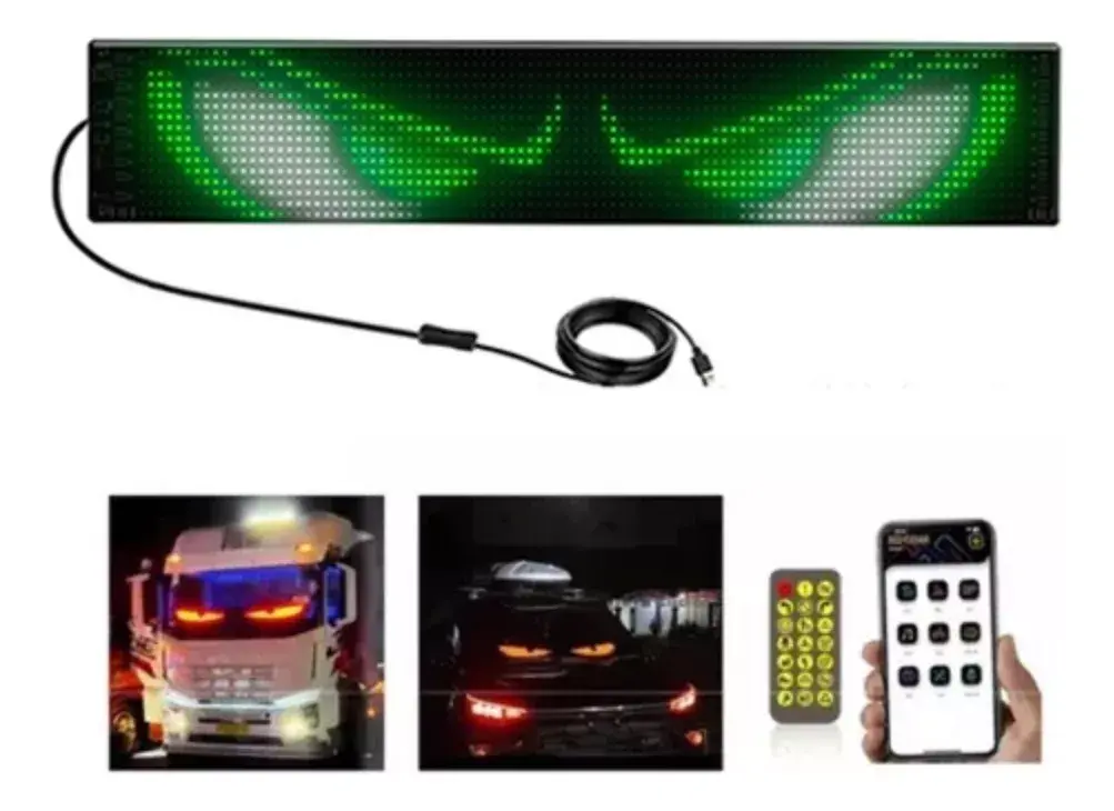 Letrero LED de panel 90x19cm USB personalizable para Auto,Tráiler, autobús, etc.