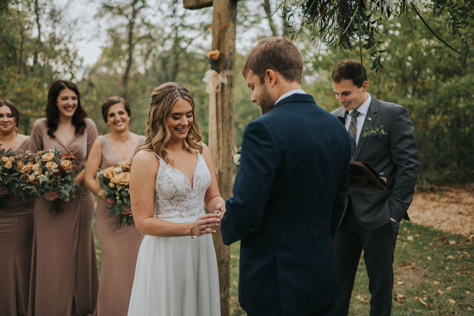 Fall wedding at croix-view farm in osceola, wisconsin documentary photography barn wedding outdoor ceremony private vows october autumn colors lifestyle photographer