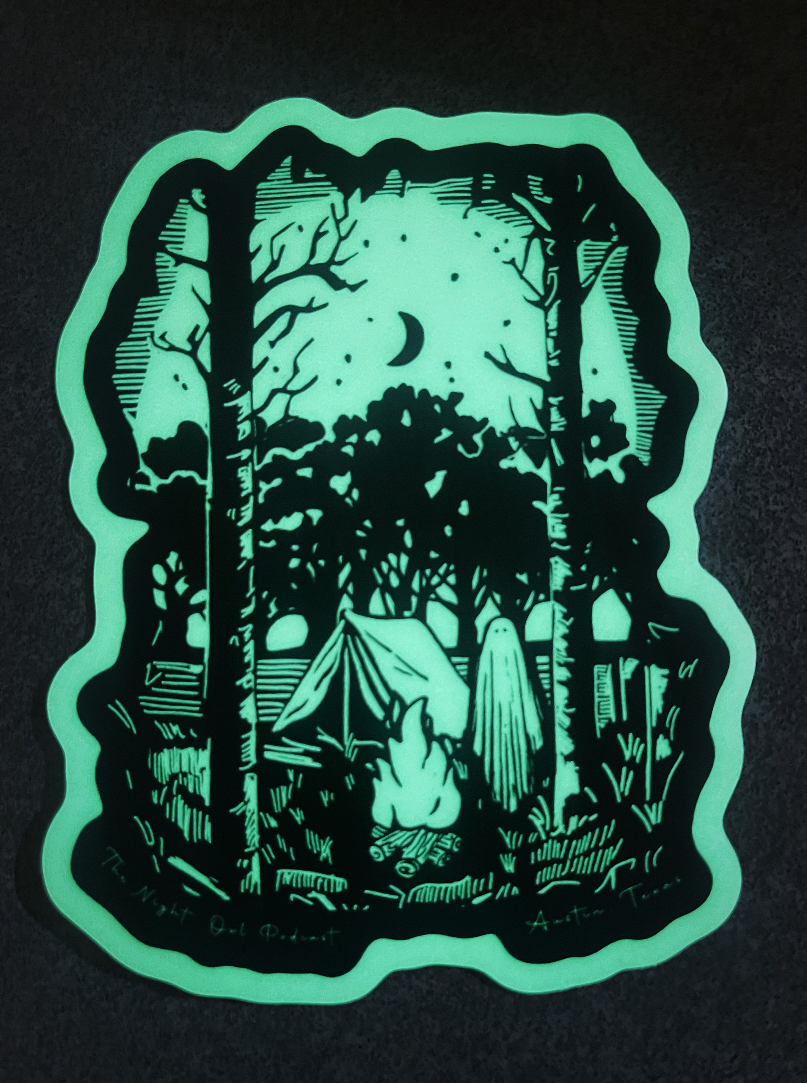 Woodcut Sticker (Glow in the Dark)