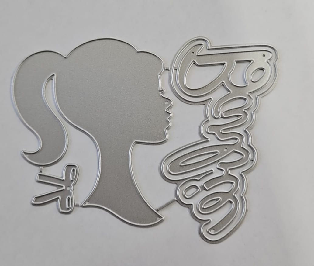 Barbie Word with Silhouette Head Metal Cutting Die