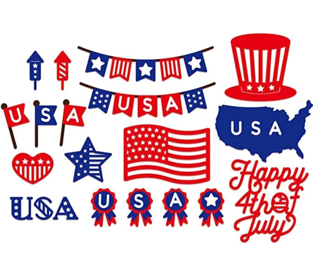 USA Flag, Hat, Happy 4th of July, metal cutting die set