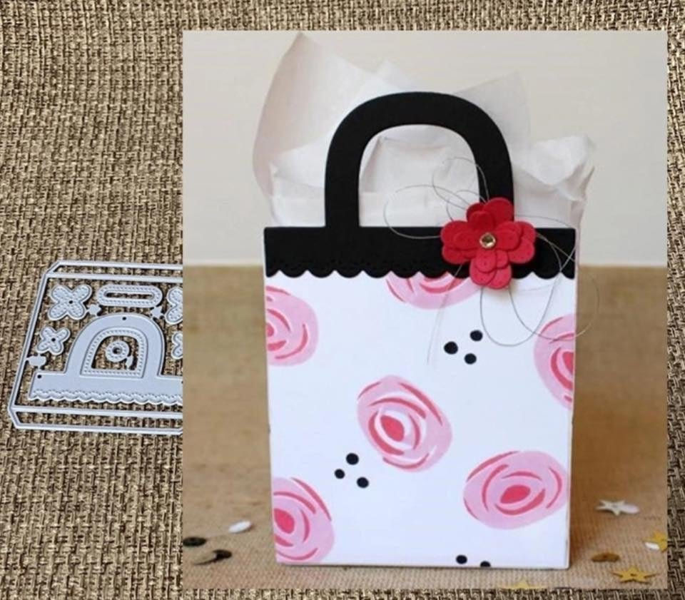 Tag/bag with handle, flowers, metal cutting die set
