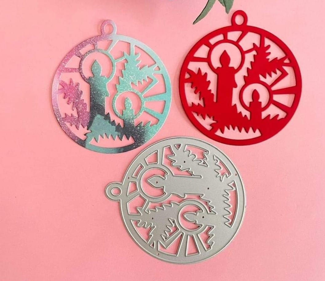 Holiday Bulb Ornament with Candle Design Metal Cutting Die